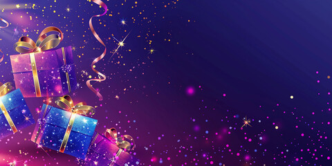 Radiant birthday banner background with glowing eff birthday background