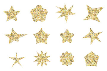 sparkling gold glitter stars pack for festive, holiday, christmas, and new year decoration designs