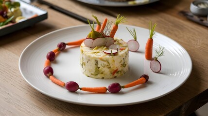 Salad presentation in a plate