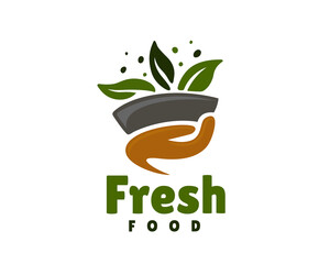 serving green eco fresh food vegan logo design template illustration inspiration