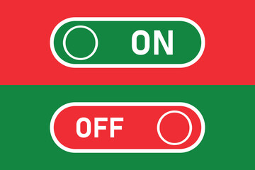 vector on off switch icon in green and red for digital, UI, control, and settings interface designs