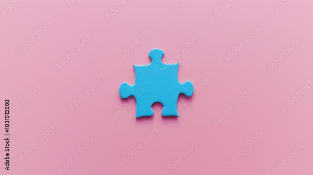 Aufkleber a single blue puzzle piece in the center of a pink background representing the unique contributions 