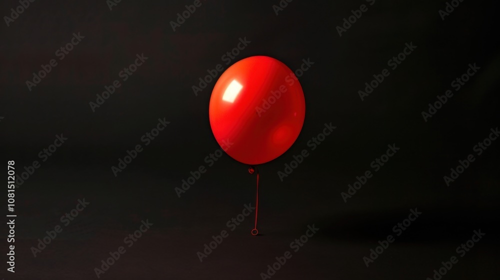 Poster a single bright red balloon on a black background symbolizing equity, emphasizing the visibility and