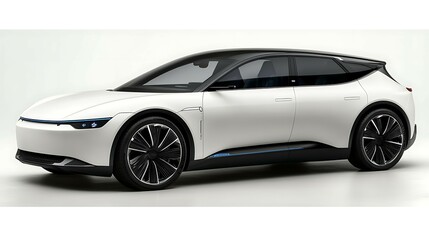 Fototapeta premium Innovative electric vehicle design studio showcase product photography modern environment side view automotive concept