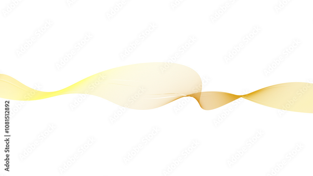 Wall mural abstract gold wave design element. glowing smooth wavy line. abstract motion of curve lines, light s