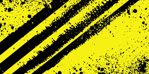 Bold yellow and black stripes create striking, energetic background