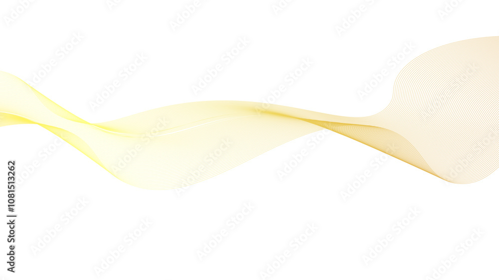 Wall mural abstract gold wave design element. glowing smooth wavy line. abstract motion of curve lines, light s