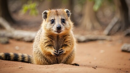 Photo of scared quokka nature, meerkat animal.