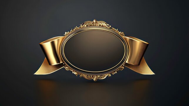 Elegant golden badge with decorative ribbon in graphic format showcasing luxury and exclusivity