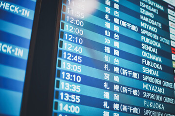 空港の便名案内表示板