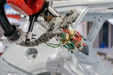 robot arm working in car factory