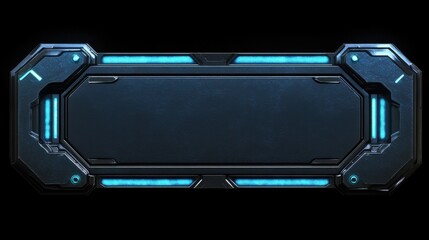 A blue and silver object with a black background