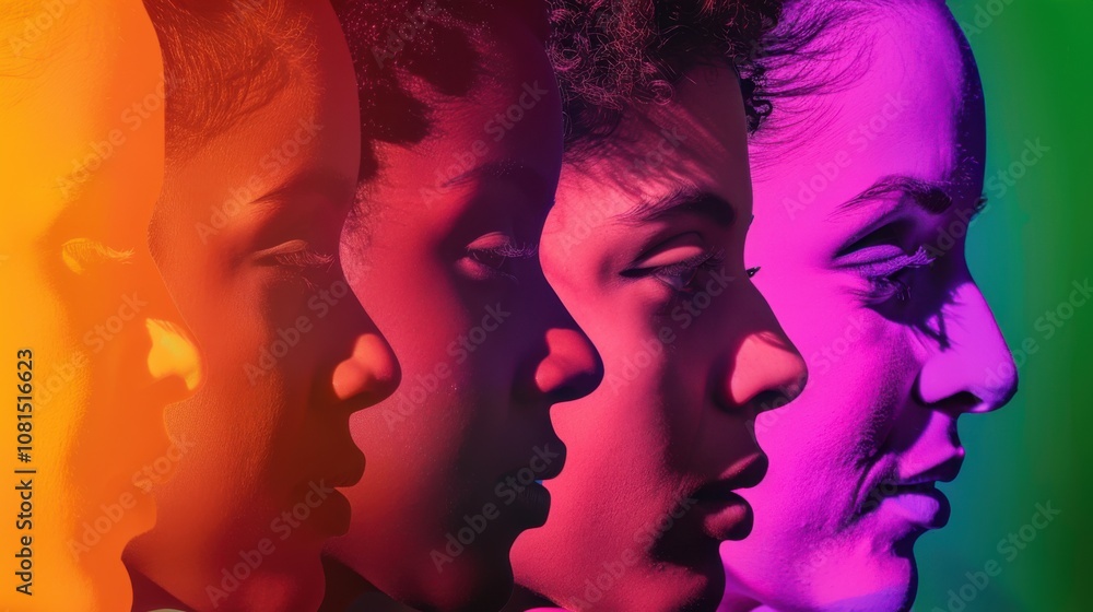 Aufkleber A spectrum of colors blending into a unified gradient, Symbolizing harmony and acceptance across diverse identities, photography style