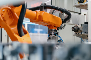 robot arm working in car factory