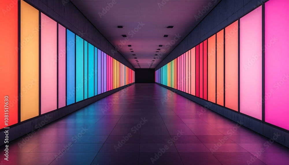 Aufkleber a vibrant corridor illuminated with colorful lights creating a stunning visual experience that capti