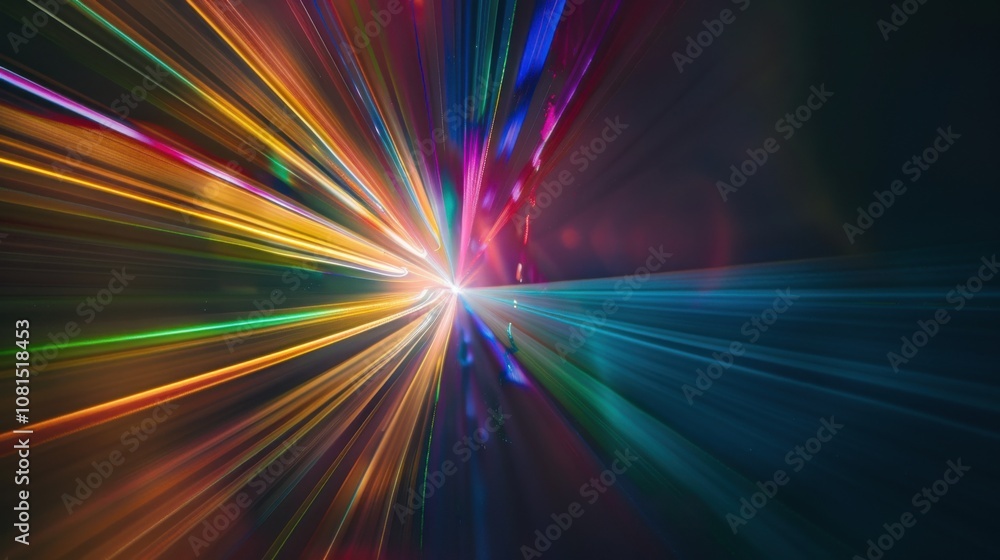 Poster A spectrum of light beams converging into a single ray, Signifying the clarity and unity achieved through diverse perspectives, photography style