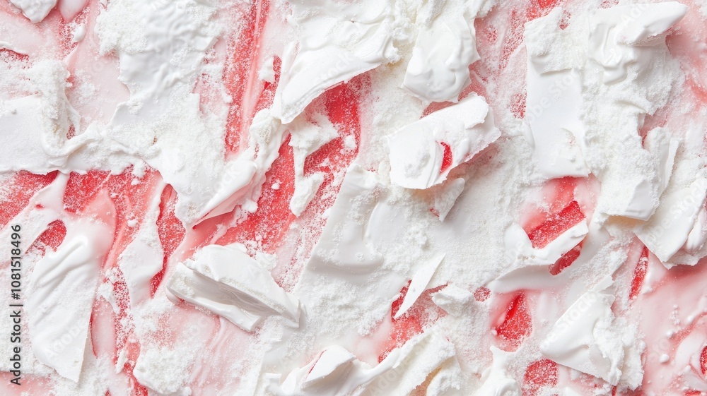 Poster white and red textured surface with rough, uneven pattern