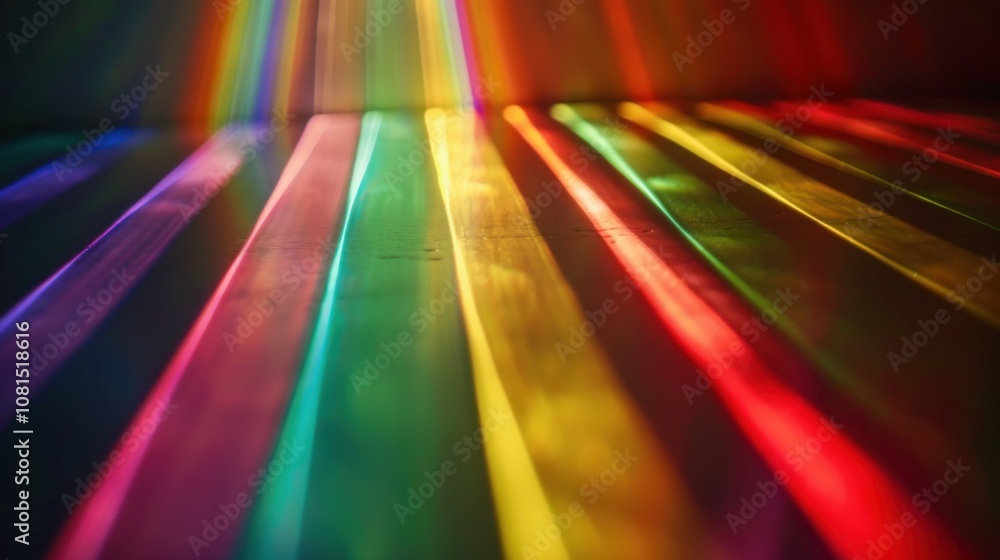 Aufkleber A spectrum of light beams converging into a single ray, Signifying the clarity and unity achieved through diverse perspectives, photography style