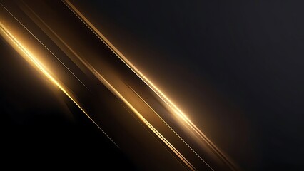 Golden Elegance: Abstract Metallic Line Art on Black Canvas