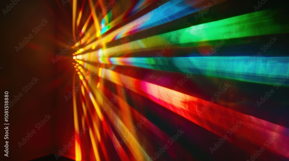 Poster A spectrum of light rays converging into a single beam, Metaphorizing the clarity and unity achieved through diverse perspectives, photography style