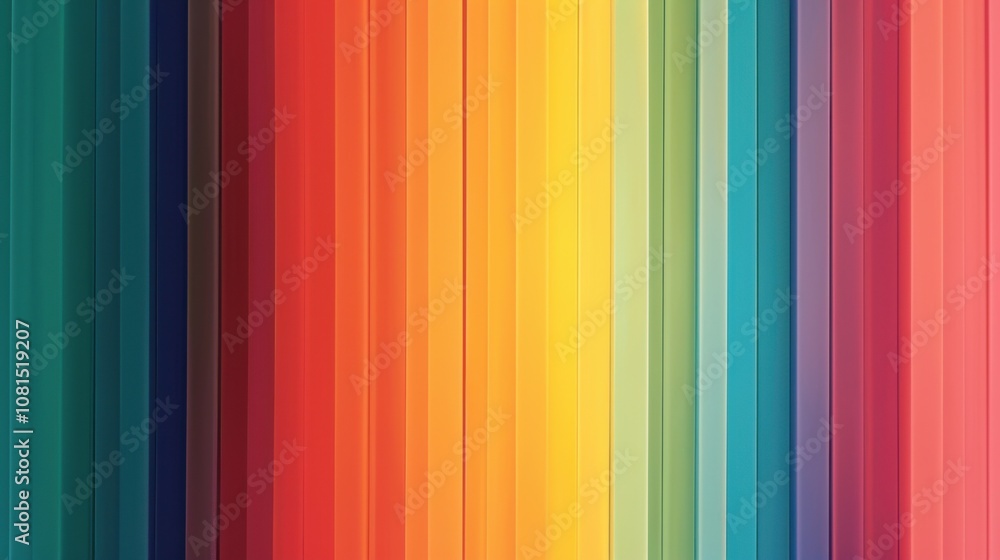 Poster A spectrum of vertical bars in a gradient of colors, representing the range of human experiences and the inclusivity of equitable practices, minimalist style