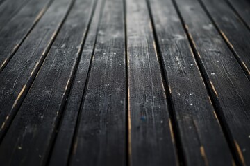 Black wooden floorboards with a slight perspective.