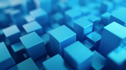 Obraz premium abstract 3d blue cubes create mesmerizing geometric landscape light play across surfaces suggests depth and movement gradient shades evoke underwater serenity minimalist design with maximum visual