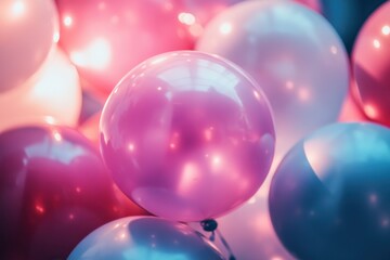 Close-up of colorful balloons with a soft, blurred background.
