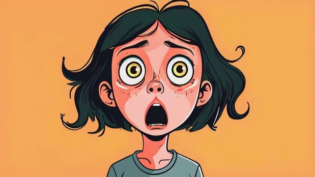 A shocked child with wide eyes and an open mouth, expressing fear or surprise.