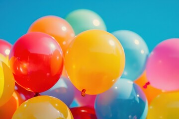 Colorful balloons against a blue sky.