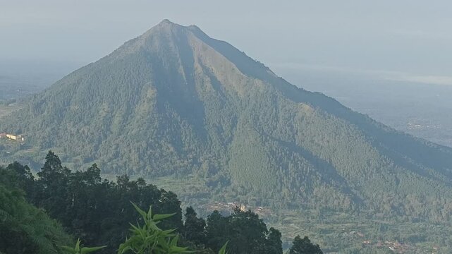 background view of Mount Andong from a height 