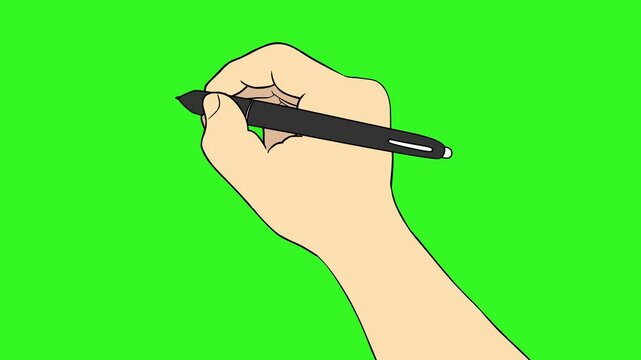 Hand Writing with Pen on Green Screen