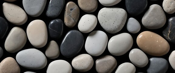 Smooth River Stones in Shades of Gray, Black, and Brown for an Earthy Balanced Background