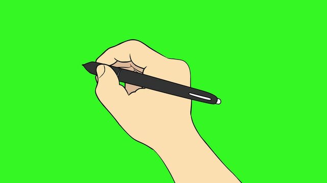 Hand Writing with Pen on Green Screen