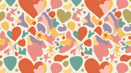 Fototapeta premium Abstract Colorful Heart and Shape Pattern in Pastel Tones