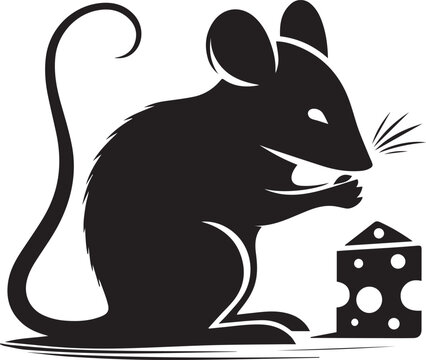 recommend clip art: Mouse silhouette nibbling on a piece of cheese with tiny paws