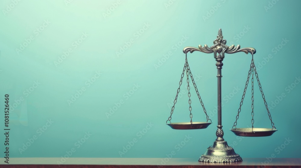 Poster A symbolic image of equity, showing a scale with equal-sized weights balanced perfectly, Representing fairness and equal opportunity