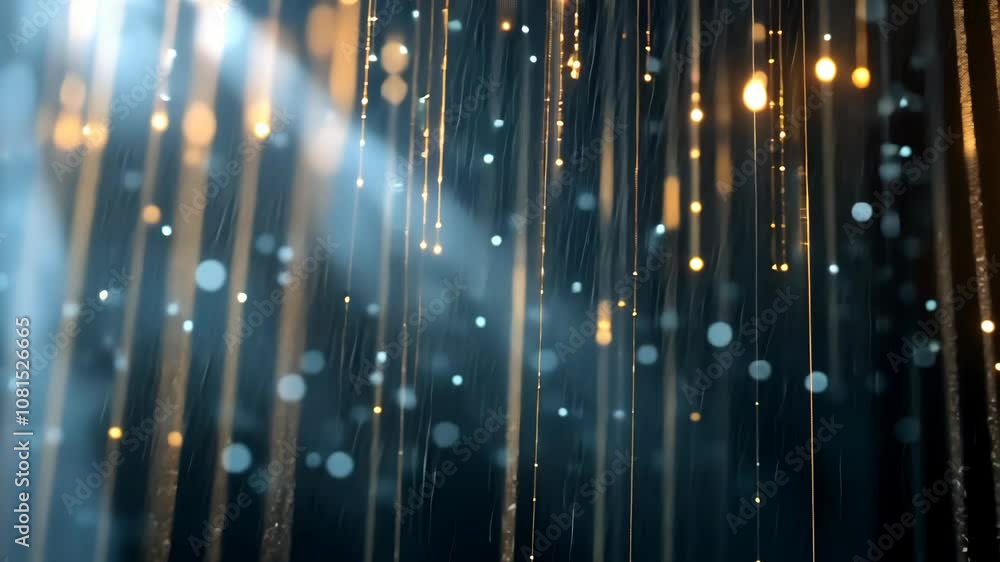 Aufkleber abstract light bokeh background with vertical glowing lines and dust particles. concept of speed, mo