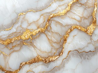 Explore the elegance of a white marble surface featuring intricate gold and gray veins for stunning interiors