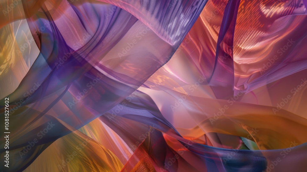 Poster A symphony of abstract forms in varied textures and tones, representing the harmony and collaboration of diverse talents, photography style