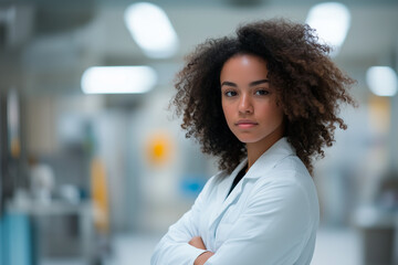 Confident Latina Veterinarian Ready to Help