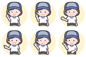 八百屋の女性のポーズセット_03