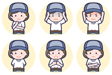 八百屋の女性のポーズセット_05