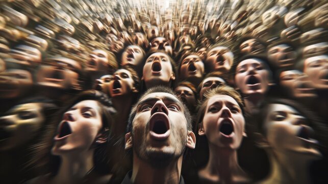 A symphony of voices in different languages converging into a unified message, reflecting the strength and unity found in linguistic and cultural diversity, photography style