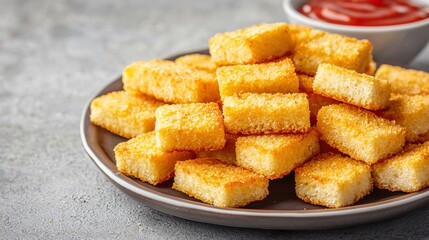 Snack time appetizer and finger food concept. Crunchy Golden Appetizers on Platter