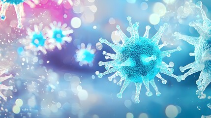 Blue Virus Microbe 3D Illustration