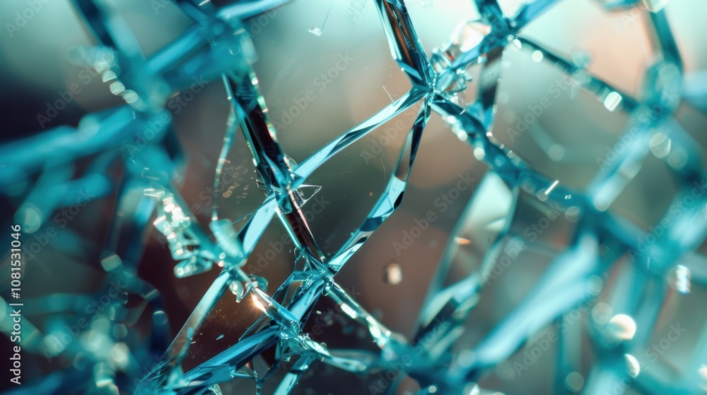 Poster a tangled web of shattered glass pieces forming a cohesive whole, symbolizing unity and resilience i