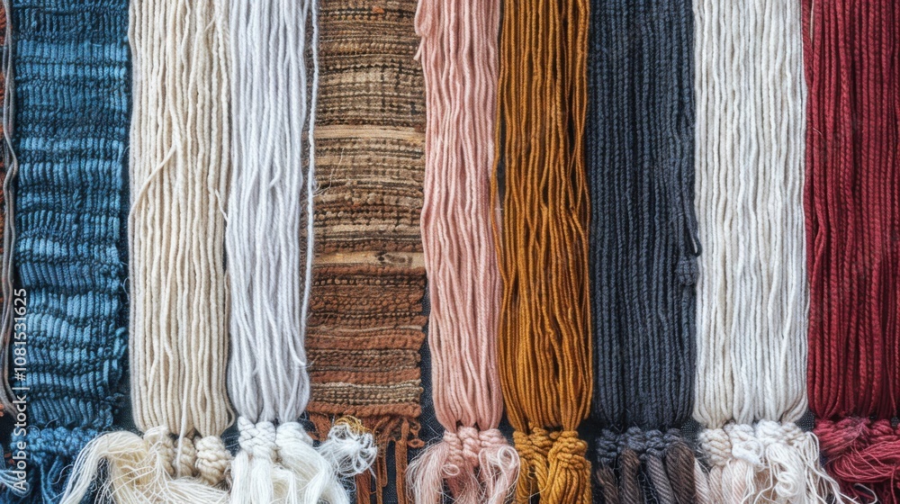 Poster a tapestry of interconnected threads in various textures and colors, symbolizing the interwoven fabr