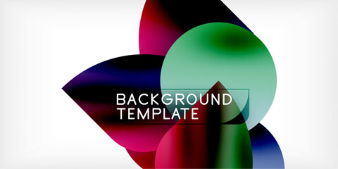 Triangles, circles, petals geometric shapes illustration