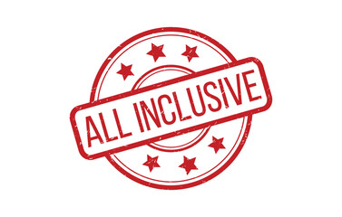 Red ALL INCLUSIVE Rubber Stamp Seal Vector illustration isolated on white background